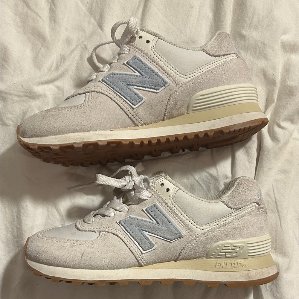 New Balance White and Light Gray Sneakers
